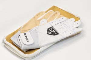 GS Sports Apex Premium Leather Batting Glove - White / Blonde