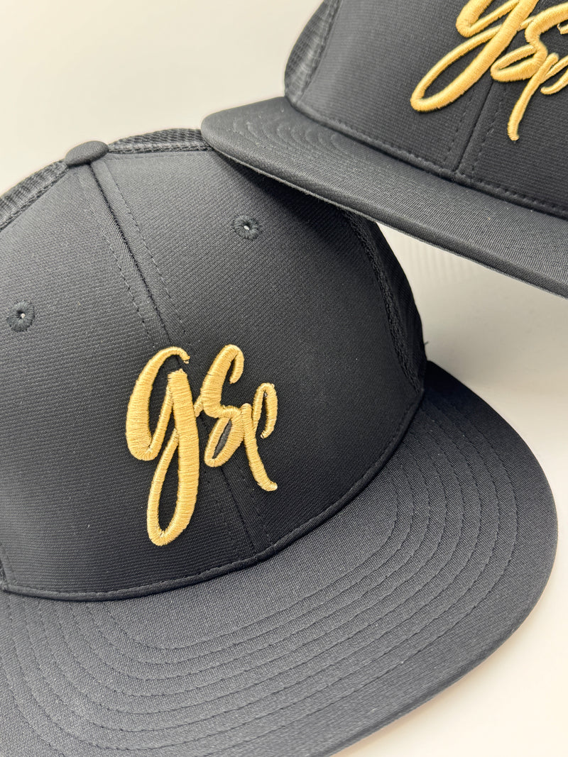 GSP Scripted Flexfit PTS20M Hat - Black with Gold