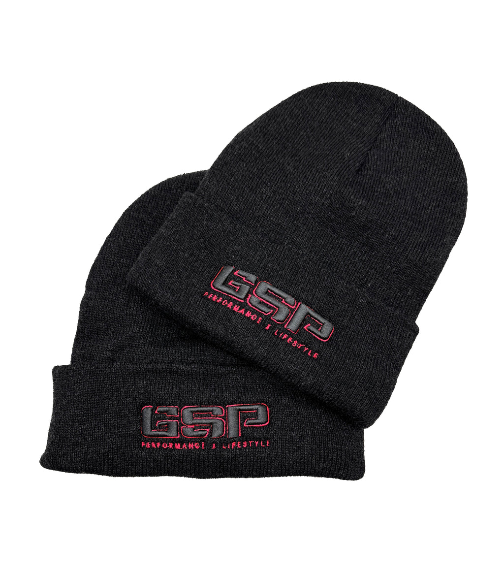GSP PXL Lined Beanie - Charcoal with Pink