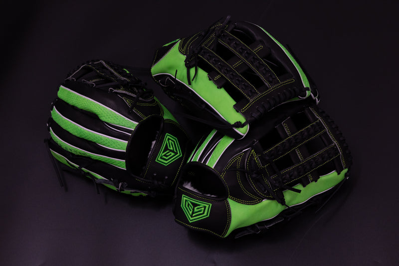GS Sports Signature Series Laced H Web Ball Glove - Viper Green Snakeskin with Black Leather