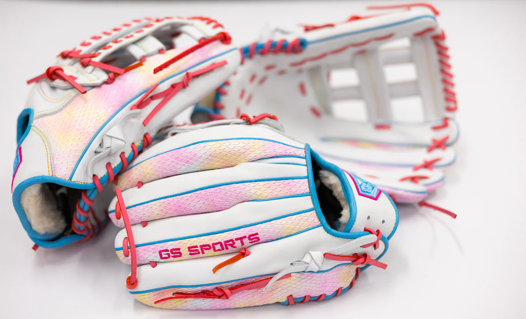 GS Sports Signature Series Laced H Web Ball Glove - Pastel Snakeskin with White Leather
