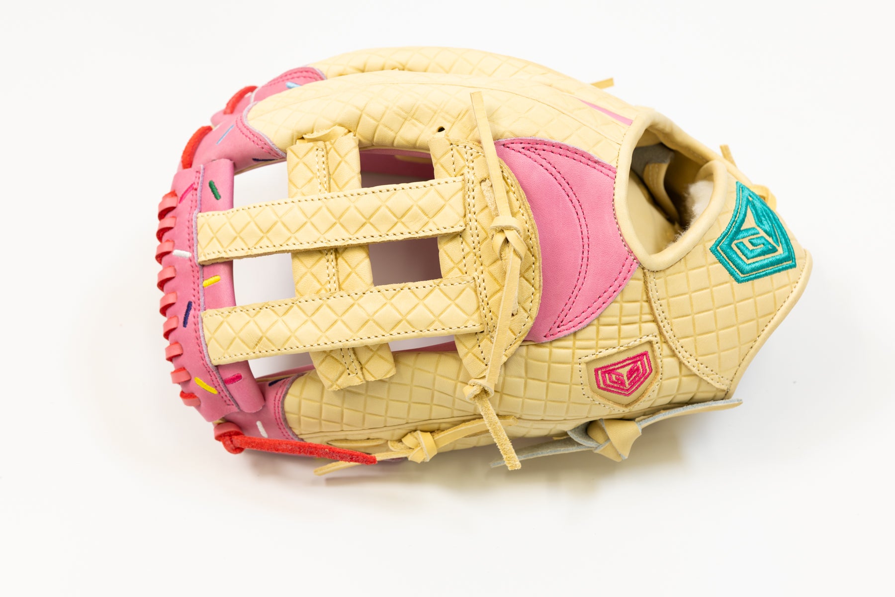 Gant de ramassage de baseball brun pâle de 33.5 po, crème glacée rose Gant de ramassage de baseball brun pâle de 33.5 po, crème glacée rose