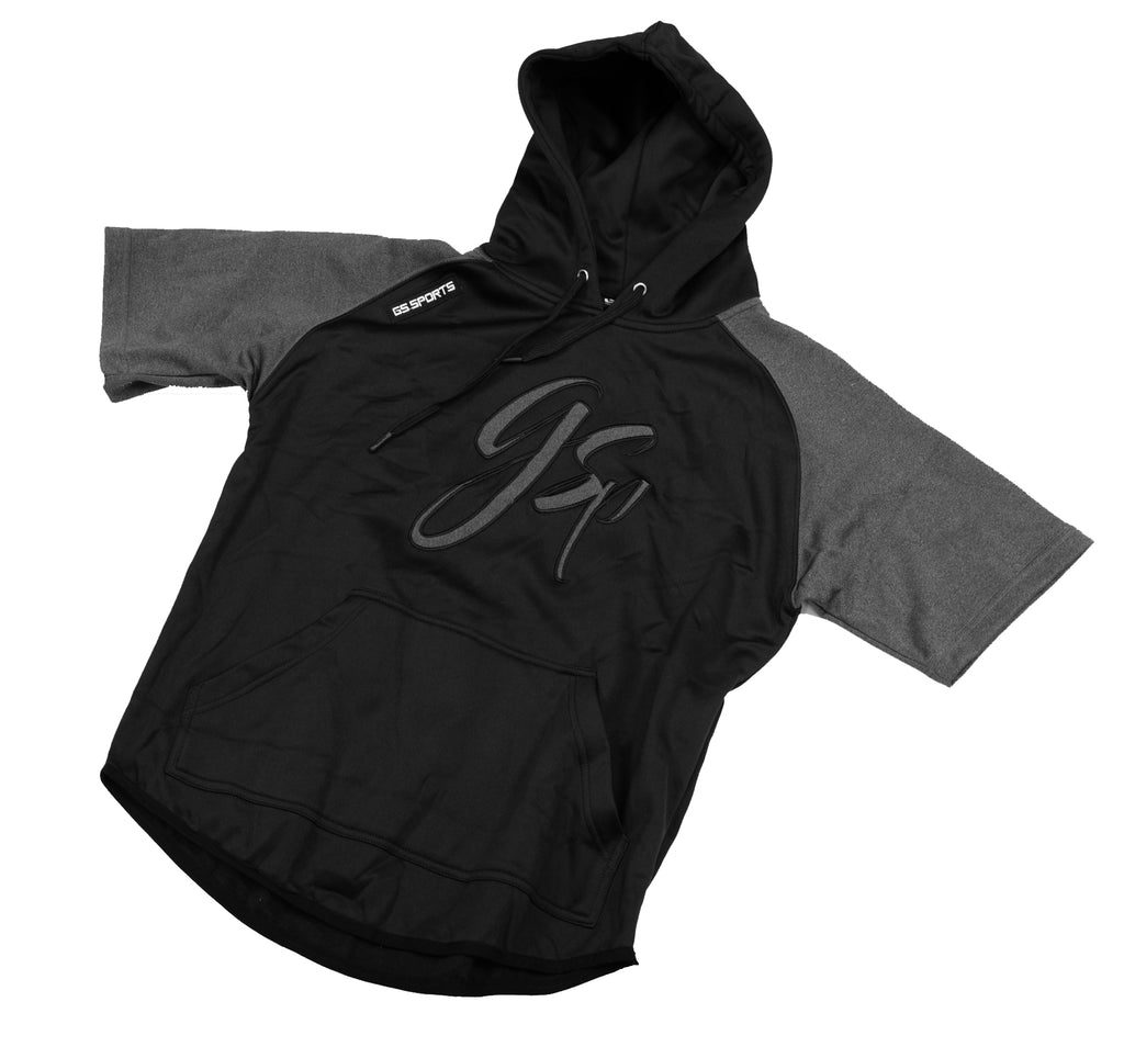 GSP Script Short Sleeve Fleece Hoodie - Black / Charcoal