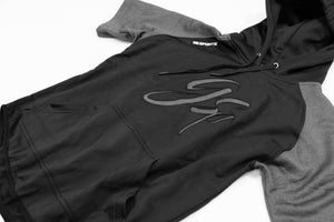 GSP Script Short Sleeve Fleece Hoodie - Black / Charcoal