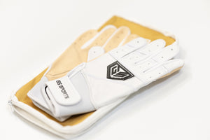 GS Sports Apex Premium Leather Batting Glove - White / Blonde