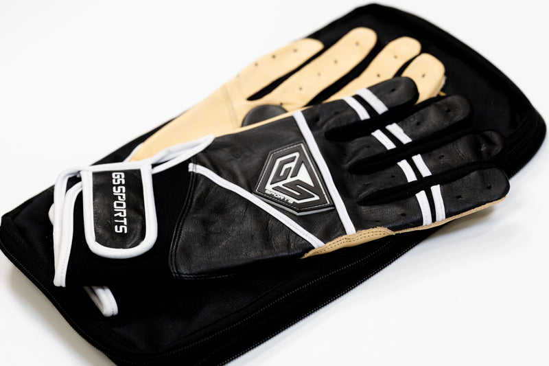 GS Sports Apex Premium Leather Batting Glove - Black / Blonde
