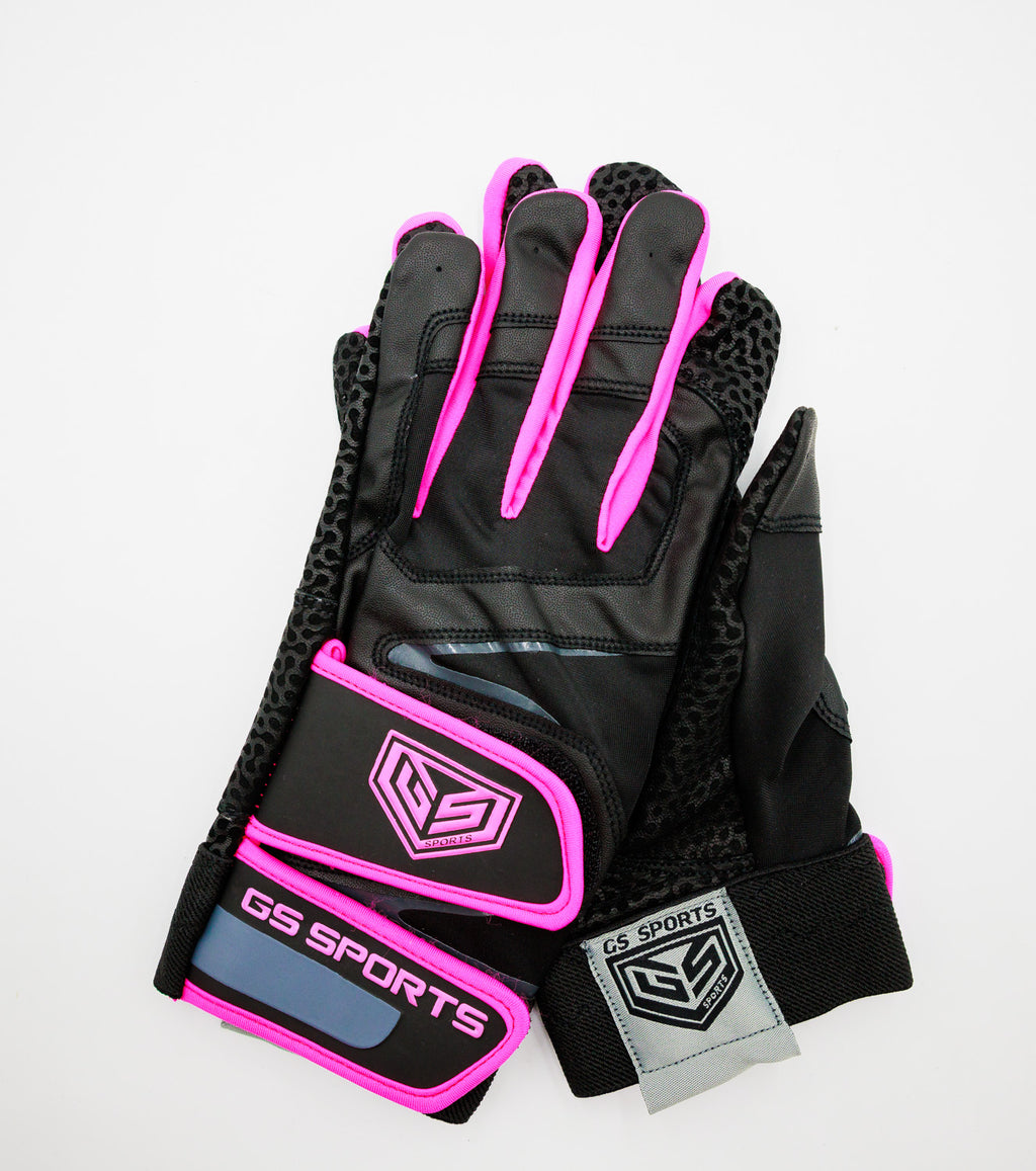 GS Sports Pro Series v2 Dual Strap Batting Gloves - Black / Neon Pink