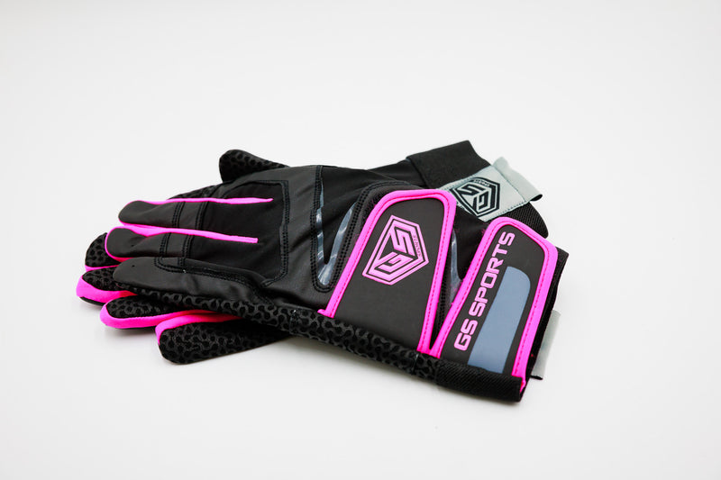 GS Sports Pro Series v2 Dual Strap Batting Gloves - Black / Neon Pink