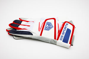 GS Sports Pro Series v2 Dual Strap Batting Gloves - White / Navy / Red