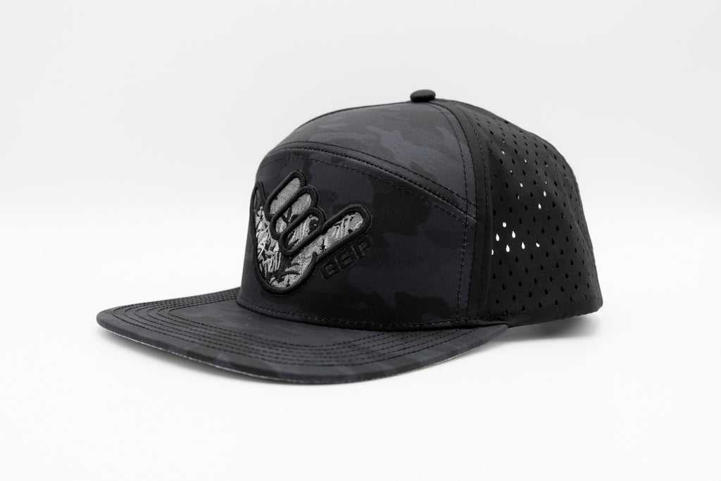 Icon Flatbill Snapback Hat - Blackout Camo Shaka