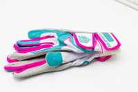 GS Sports Pro Series v2 Dual Strap Batting Gloves - White / Teal / Pink