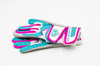 GS Sports Pro Series v2 Dual Strap Batting Gloves - White / Teal / Pink