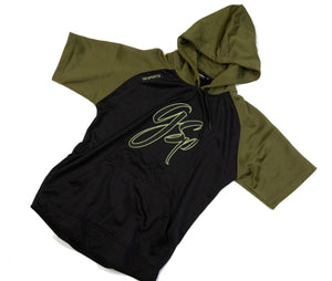 GSP Script Short Sleeve Fleece Hoodie - Black / Olive