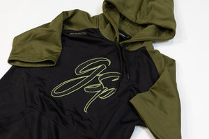 GSP Script Short Sleeve Fleece Hoodie - Black / Olive