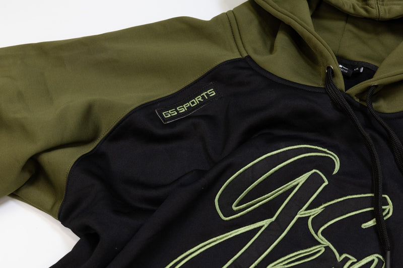 GSP Script Short Sleeve Fleece Hoodie - Black / Olive