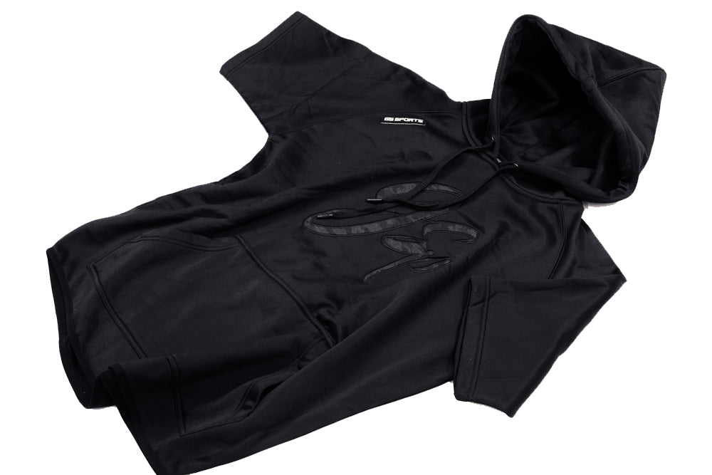 GSP Script Short Sleeve Fleece Hoodie - Black / Blackout Camo