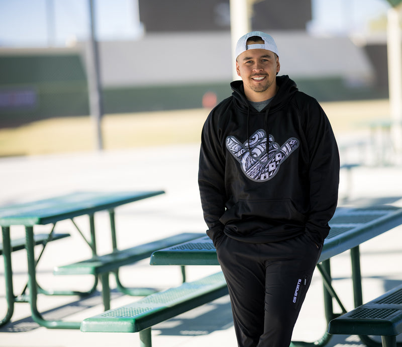 GSP Performance Fleece Hoodie - Black Tribal Shaka