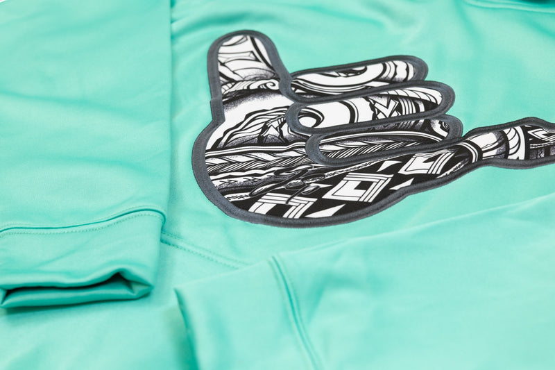 GSP Performance Fleece Hoodie - Mint Tribal Shaka