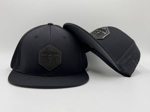 GS Crest Bat Cross PTS20M Hat - Black with Black Leather Patch