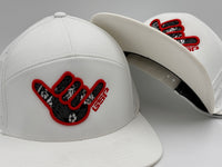 GSP Icon Flatbill Snapback Hat - White with Red Shaka