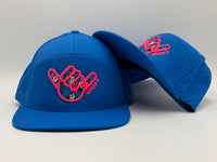 GSP Icon Flatbill Snapback Hat - Aqua with Pink Shaka