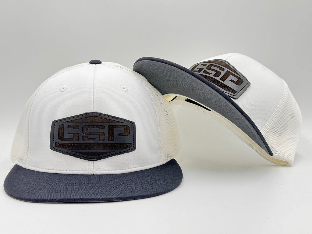 GSP Hex PTS20M Hat - White/Black with Black Leather Patch