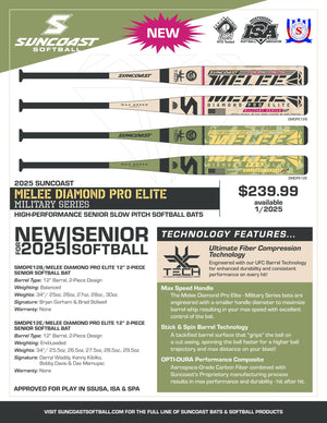 2025 Suncoast Melee Diamond Pro Elite 12" Endload 2PC Senior Softball Bat