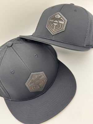 GS Crest Bat Cross PTS20M Hat - Black with Black Leather Patch