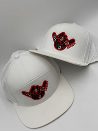 GSP Icon Flatbill Snapback Hat - White with Red Shaka