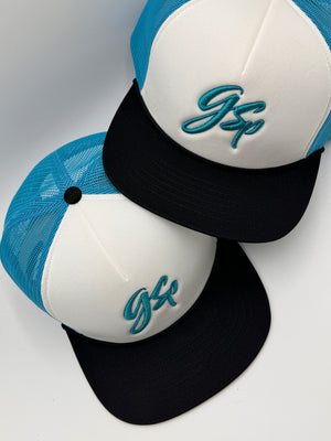 GSP Scripted Foam Snapback Hat - White / Blk / Turquoise