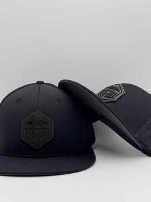 GS Crest Bat Cross PTS20M Hat - Black with Black Leather Patch