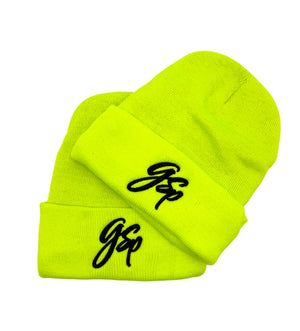 GSP Scripted Lined Beanie - Neon Yellow