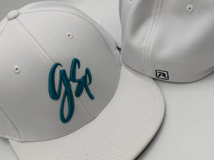 GSP Scripted Flexfit Hat - White with Turquoise
