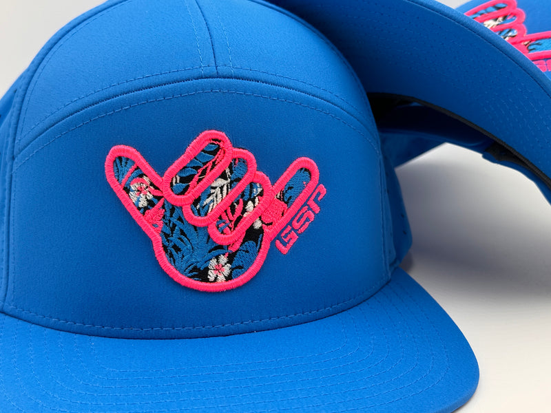 GSP Icon Flatbill Snapback Hat - Aqua with Pink Shaka