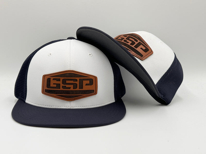 GSP Hex PTS20M Hat - White/Navy with Tan Leather Patch