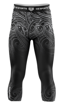 GS Sports Men's 3/4 Compression Tights - Tribal Pattern