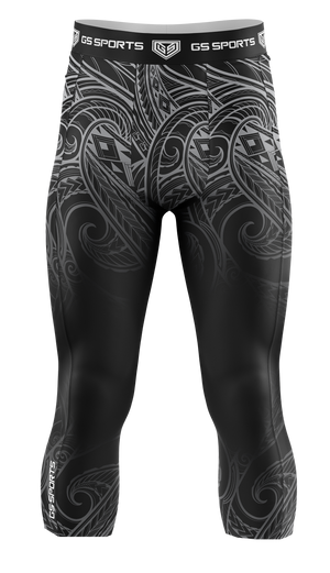 GS Sports Men's 3/4 Compression Tights - Tribal Pattern