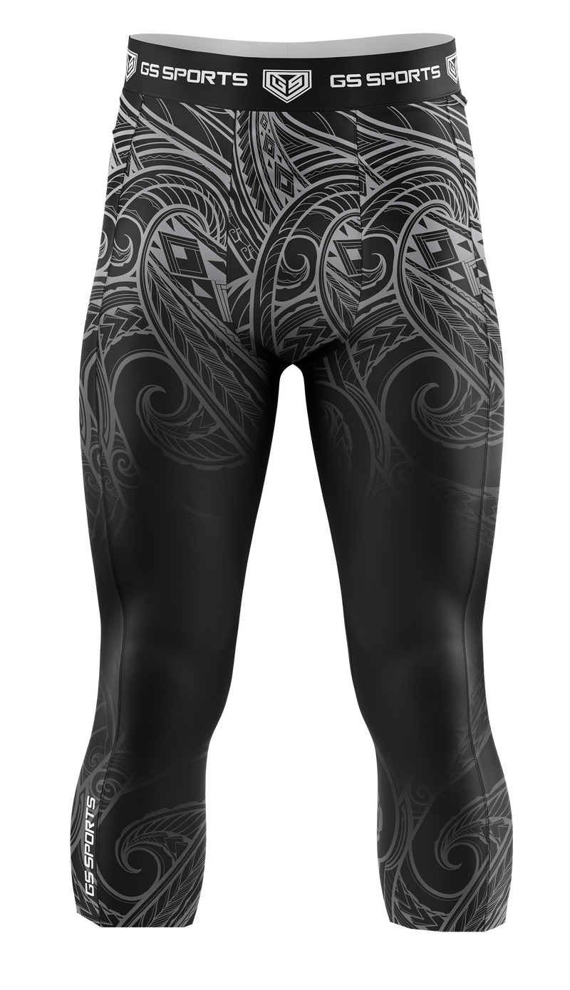 GS Sports Men's 3/4 Compression Tights - Tribal Pattern