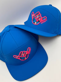 GSP Icon Flatbill Snapback Hat - Aqua with Pink Shaka