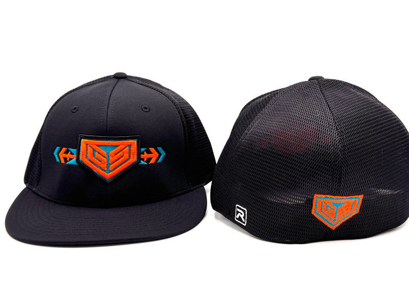 GS Sports Native Crest PTS20M Flexfit Hat - Black with Orange Turquoise