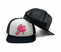 GSP Script Foam Snapback Hat - White / Blk / Pink