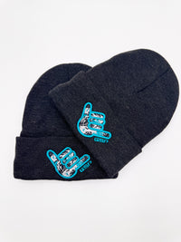 GS Sports Floral Shaka Lined Beanie - Charcoal with Turquoise