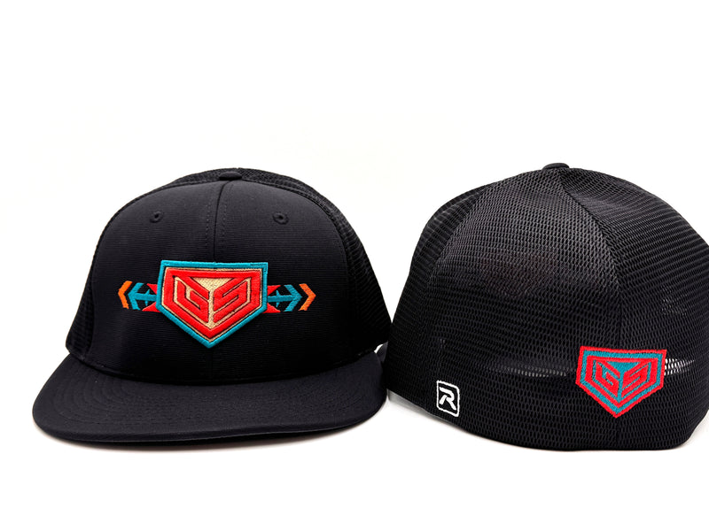 GS Sports Native Crest PTS20M Flexfit Hat - Black with Red Gold