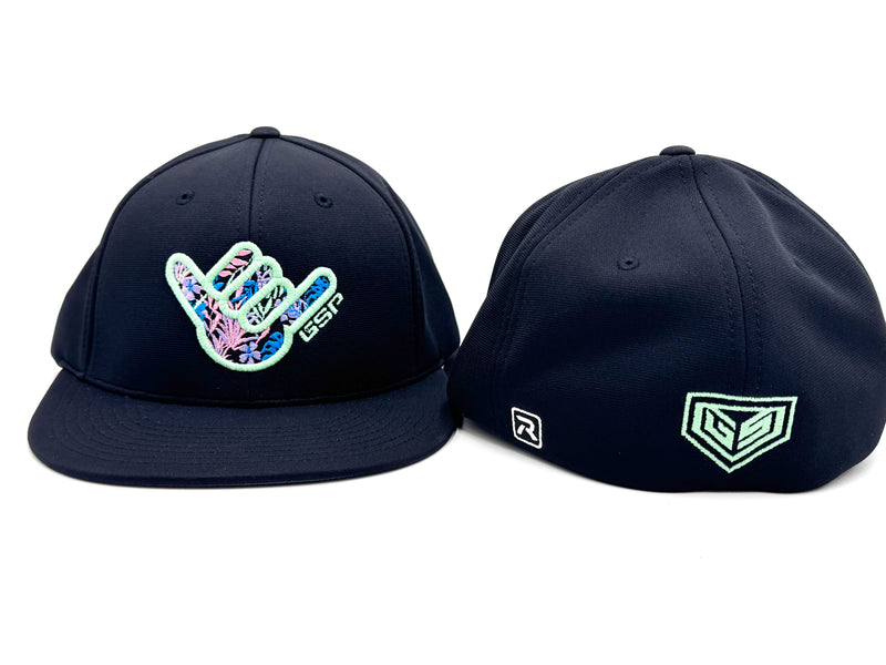 GS Sports Floral Shaka PTS20 Hat -Black with Matte Mint