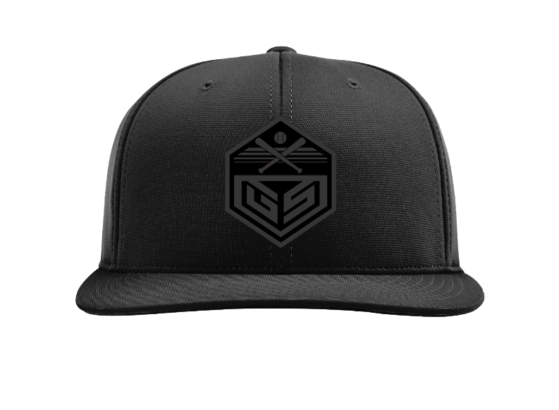 GS Crest Bat Cross PTS20M Hat - Black with Black Leather Patch