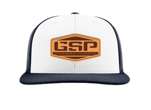 GSP Hex PTS20M Hat - White/Navy with Tan Leather Patch