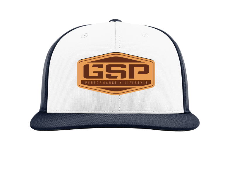 GSP Hex PTS20M Hat - White/Navy with Tan Leather Patch