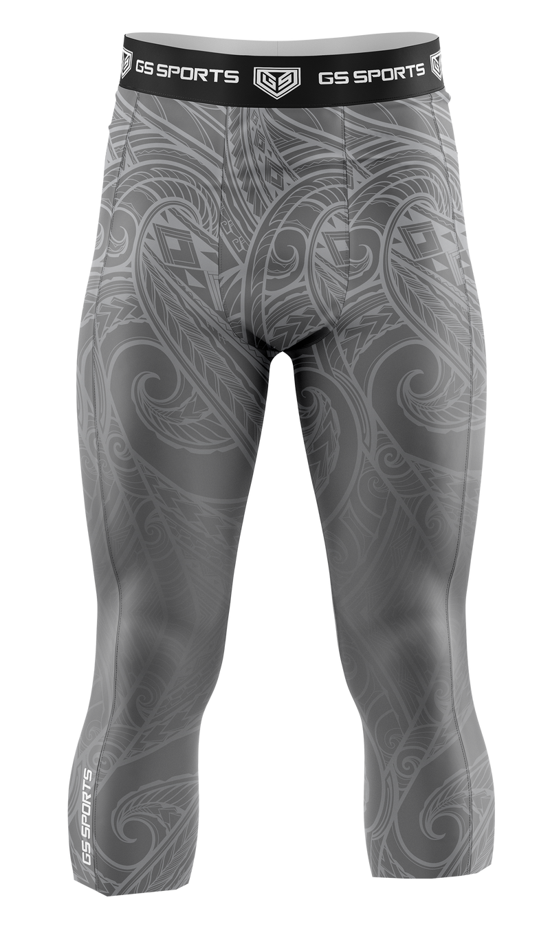 GS Sports Men's 3/4 Compression Tights - Tribal Pattern