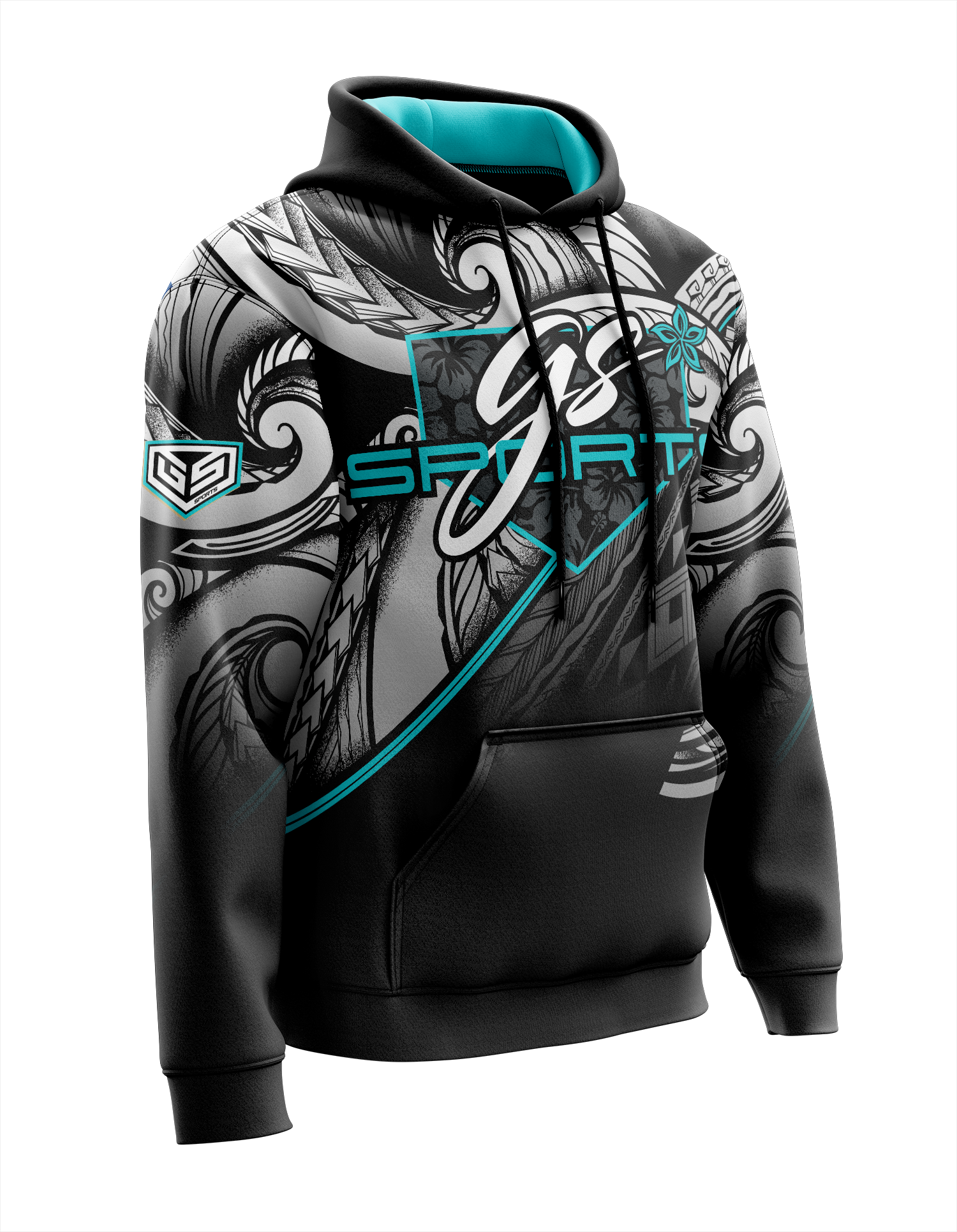 GLUDEAR メンズ ポリネシアン トライバル プリント フルジップ パーカー - 長袖 トラディショナル グラフィック スウェットシャツ グリーングレー