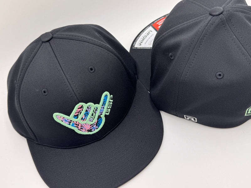 GS Sports Floral Shaka PTS20 Hat -Black with Matte Mint